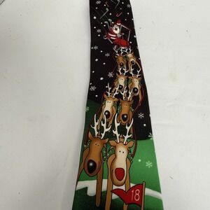 Men's Come Together Holiday Christmas Tie Golf Reindeer‎ Santa 18th Hole…